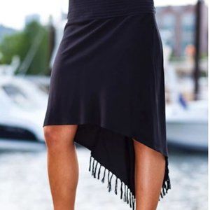 FINAL SALE! S Black Sarong Skirt Knee Fringe